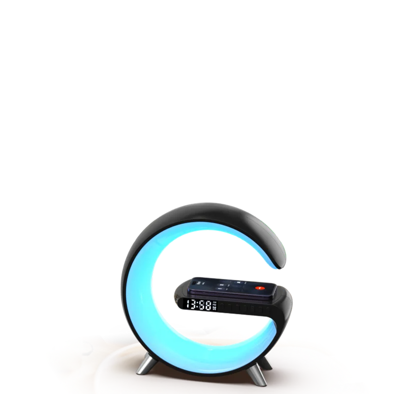 LampeLED avec chargeur RAPIDE sans fil, lampe d'ambiance, haut-parleur, réveil.