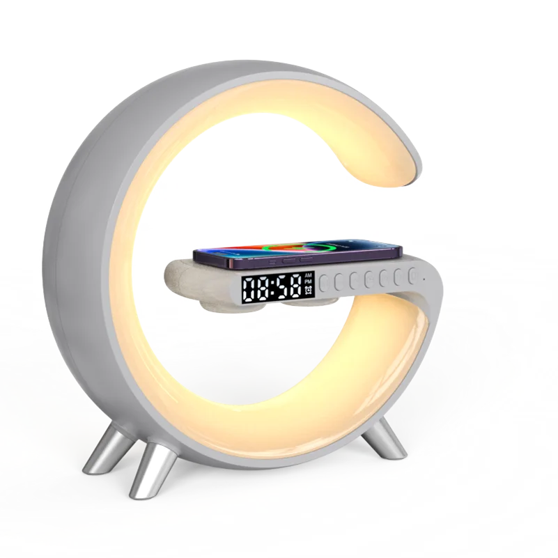 LampeLED avec chargeur RAPIDE sans fil, lampe d'ambiance, haut-parleur, réveil.