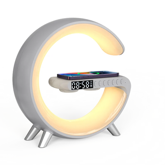 LampeLED avec chargeur RAPIDE sans fil, lampe d'ambiance, haut-parleur, réveil.