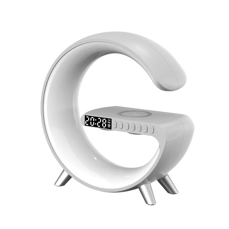 LampeLED avec chargeur RAPIDE sans fil, lampe d'ambiance, haut-parleur, réveil.